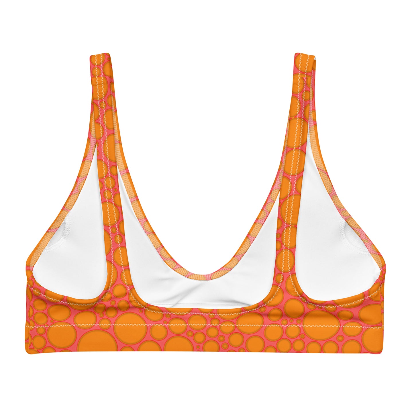 Recycled padded bikini top - Orange Dots on Pink