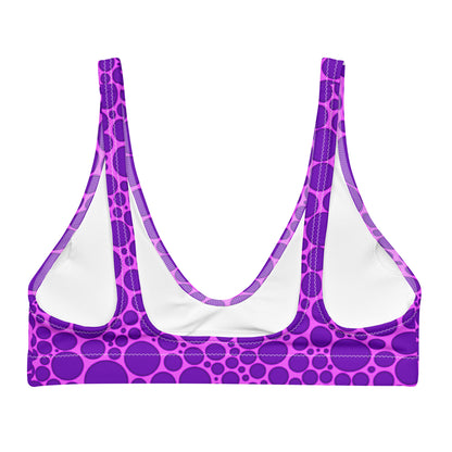 Recycled padded bikini top - Purple Dots on Pink