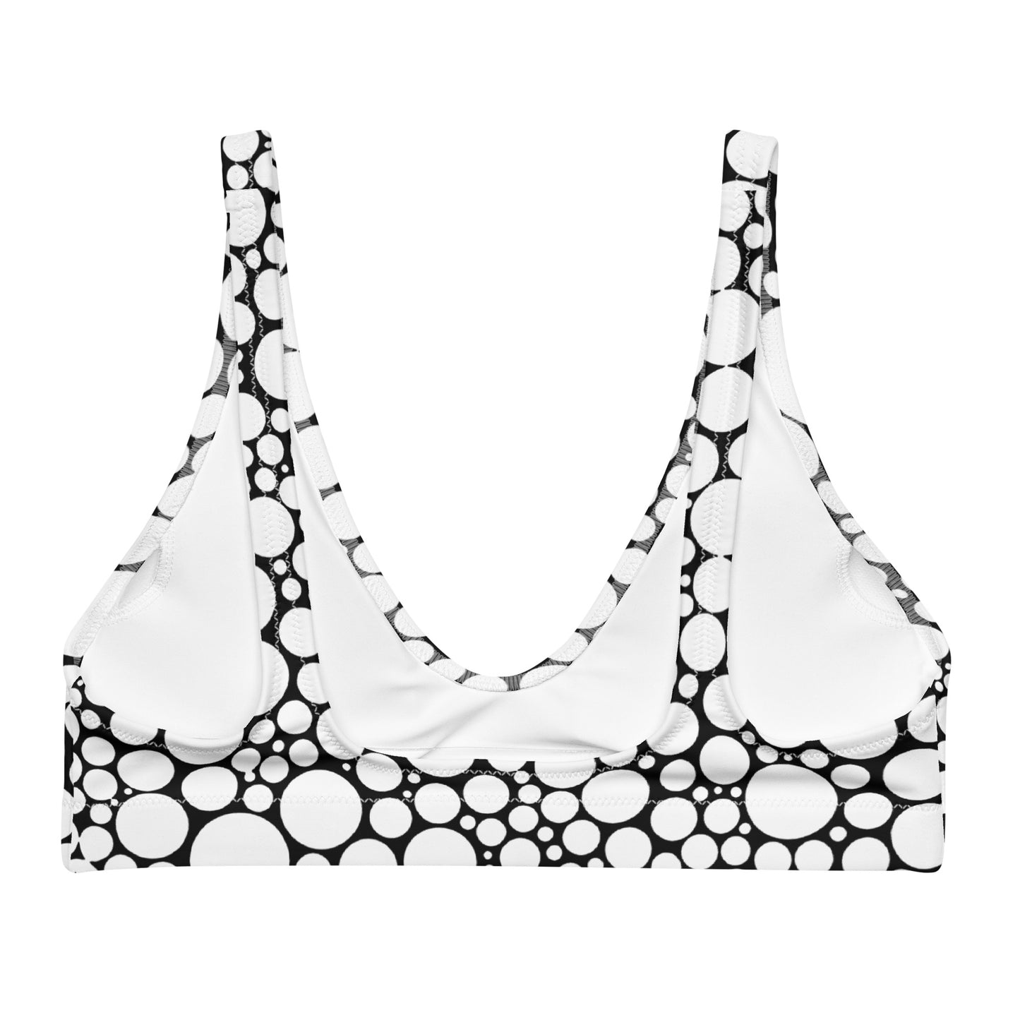 Recycled padded bikini top - White Dots on Black