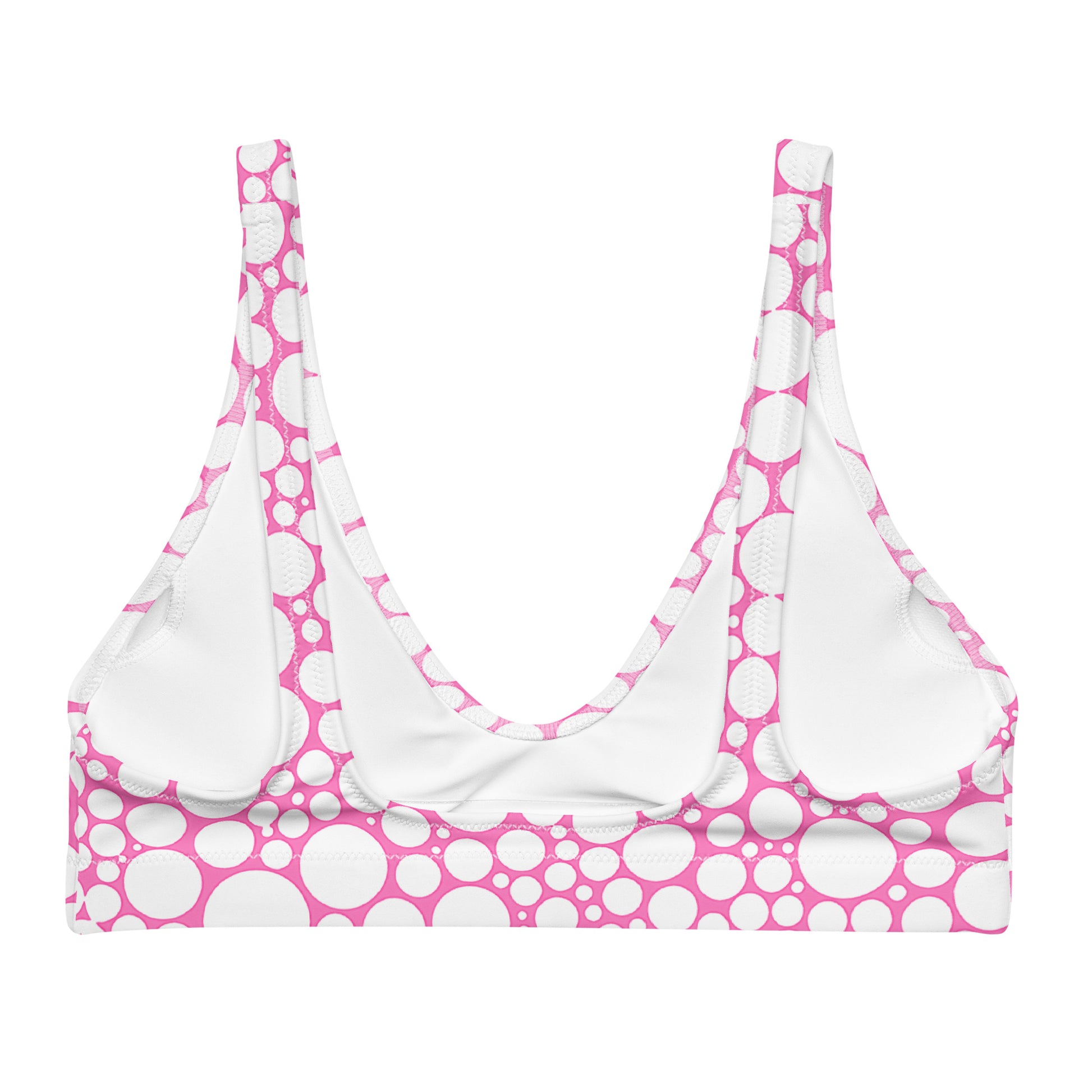 Recycled padded bikini top - White Dots on Bubblegum