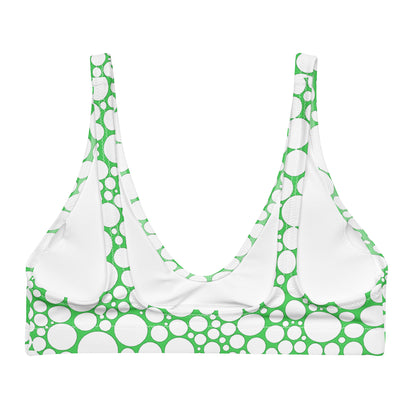 Recycled padded bikini top - White Dots on Forest Green