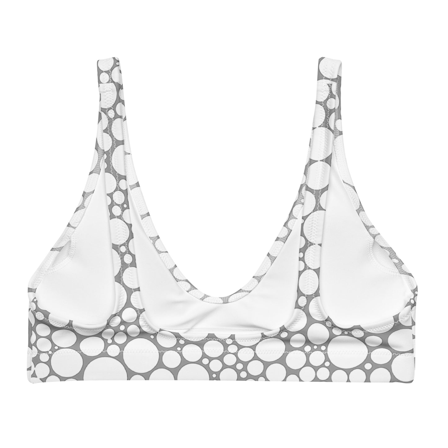 Recycled padded bikini top - White Dots on Gray