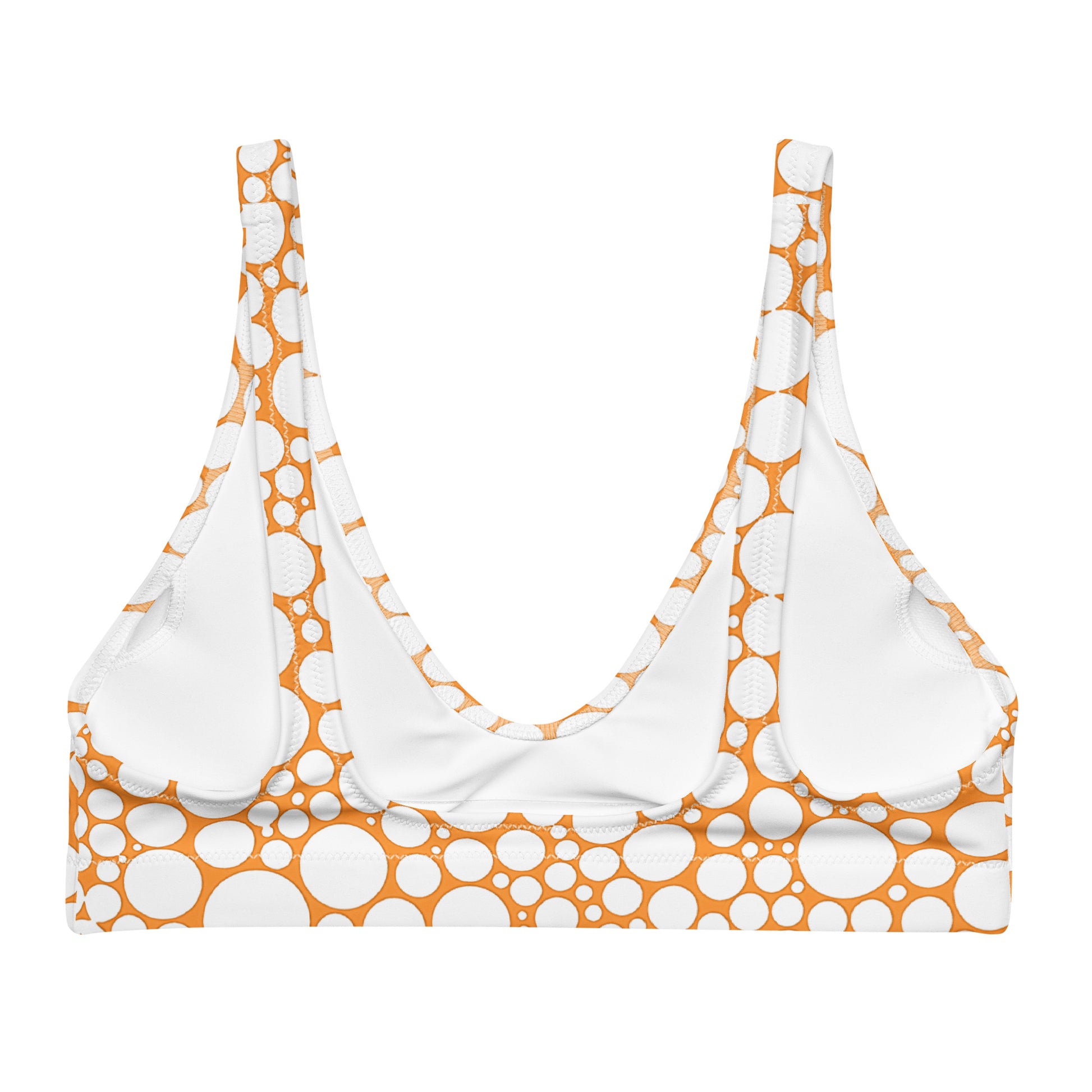 Recycled padded bikini top - White Dots on Orange