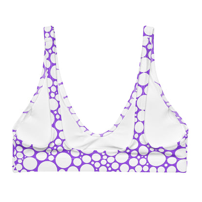 Recycled padded bikini top - White Dots on Purple