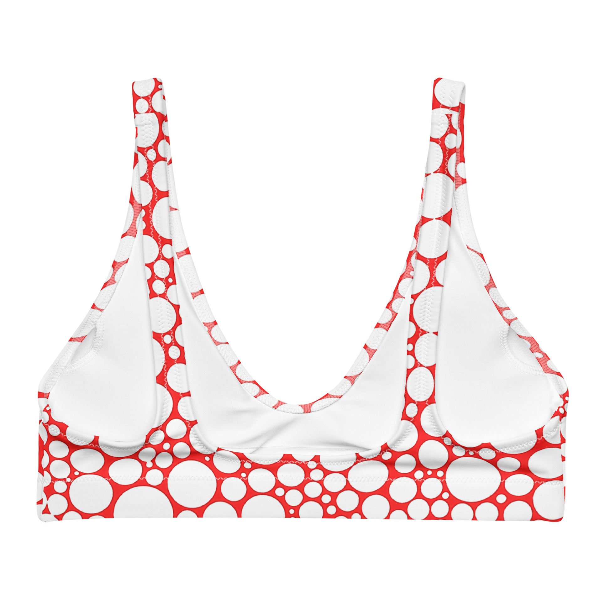 Recycled padded bikini top - White Dots on Red