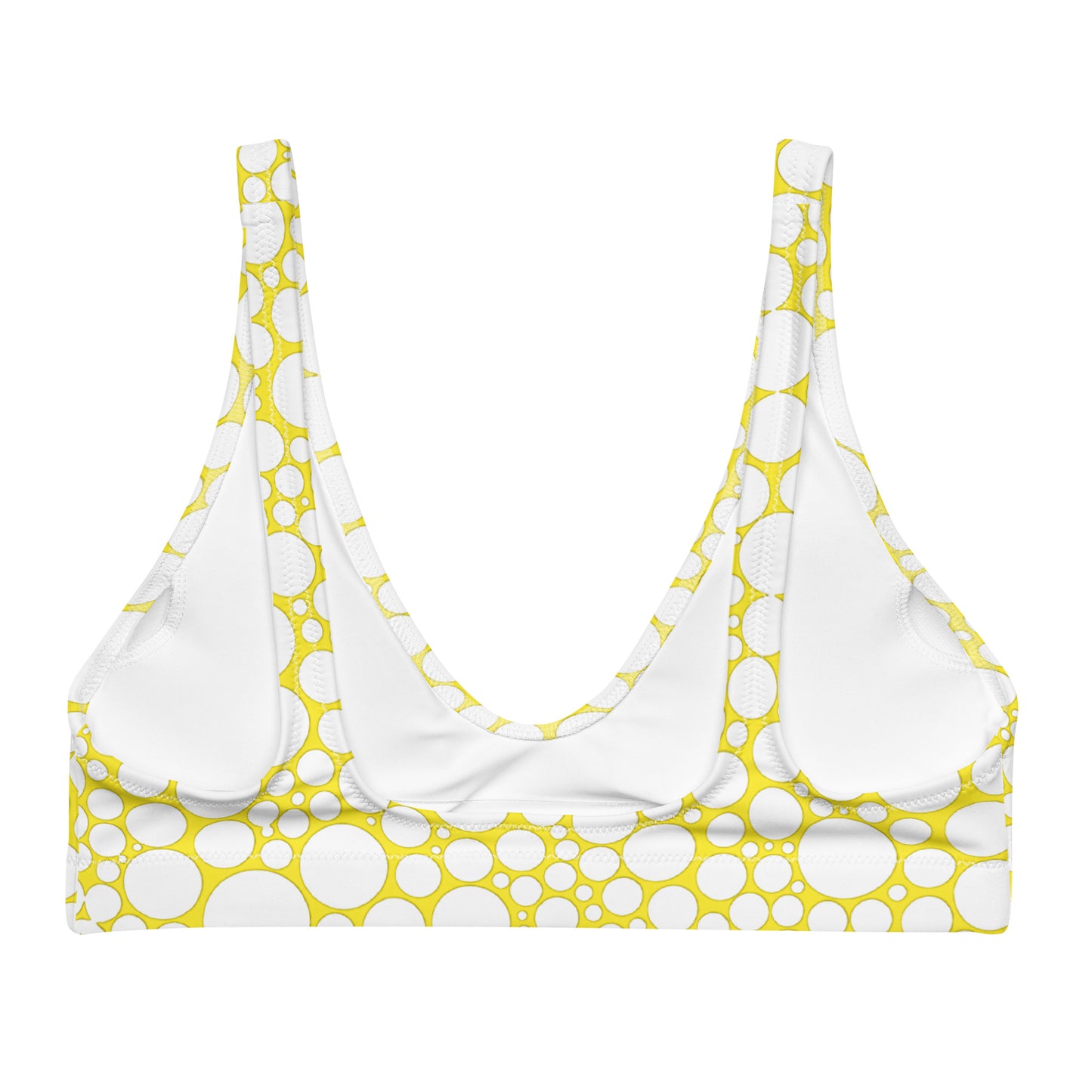 Recycled padded bikini top - White Dots on Yellow