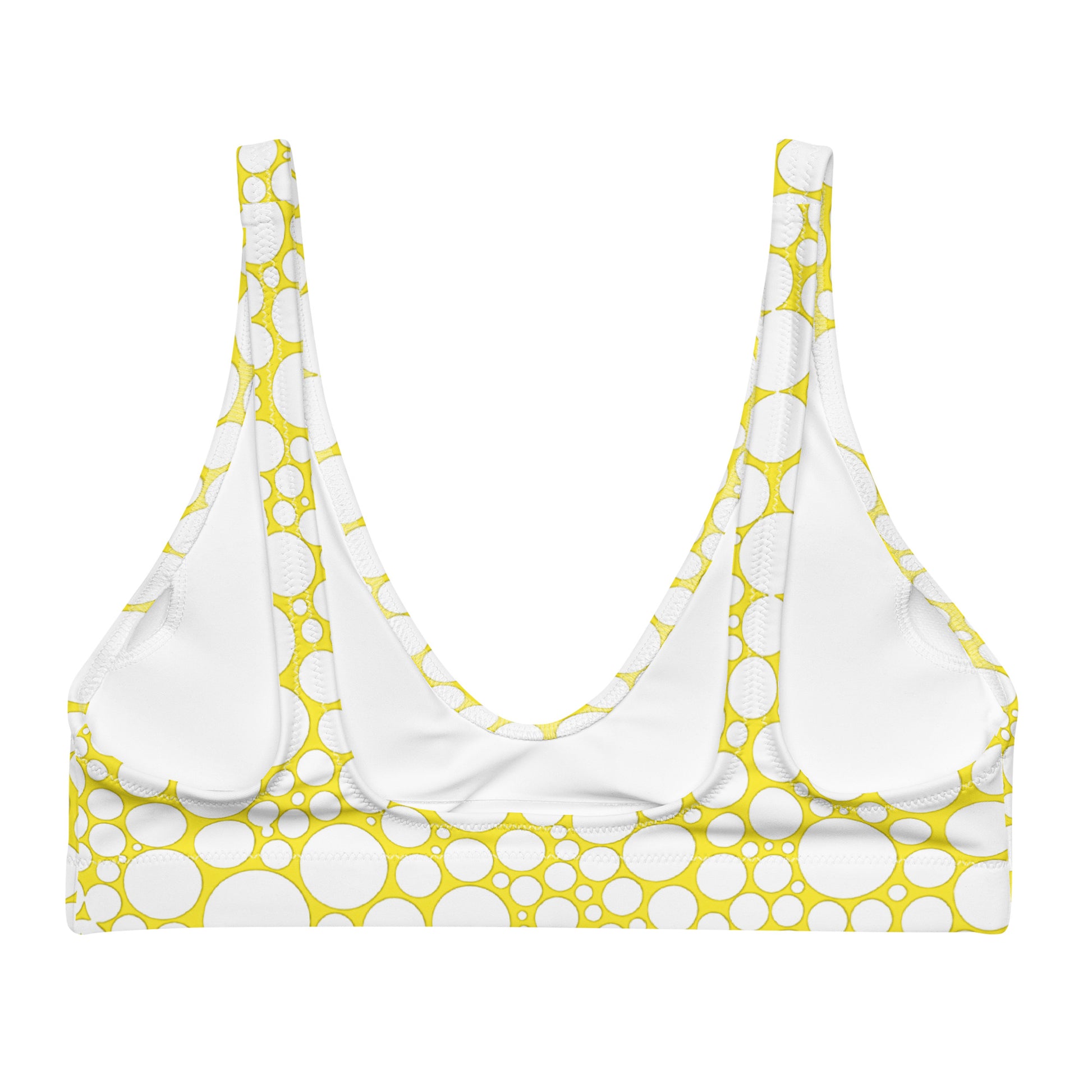 Recycled padded bikini top - White Dots on Yellow