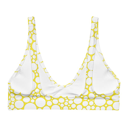 Recycled padded bikini top - White Dots on Yellow