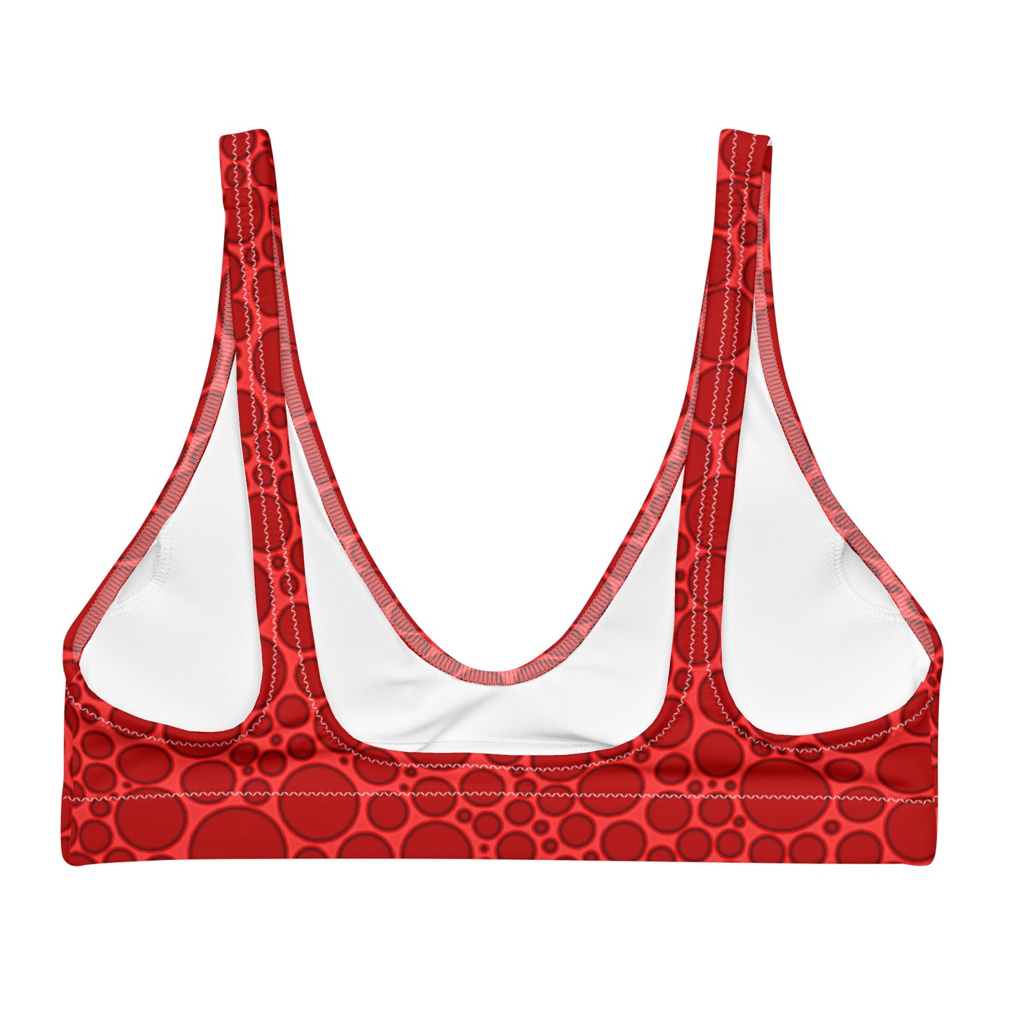 Recycled padded bikini top - Dark Red Dots on Bright Red