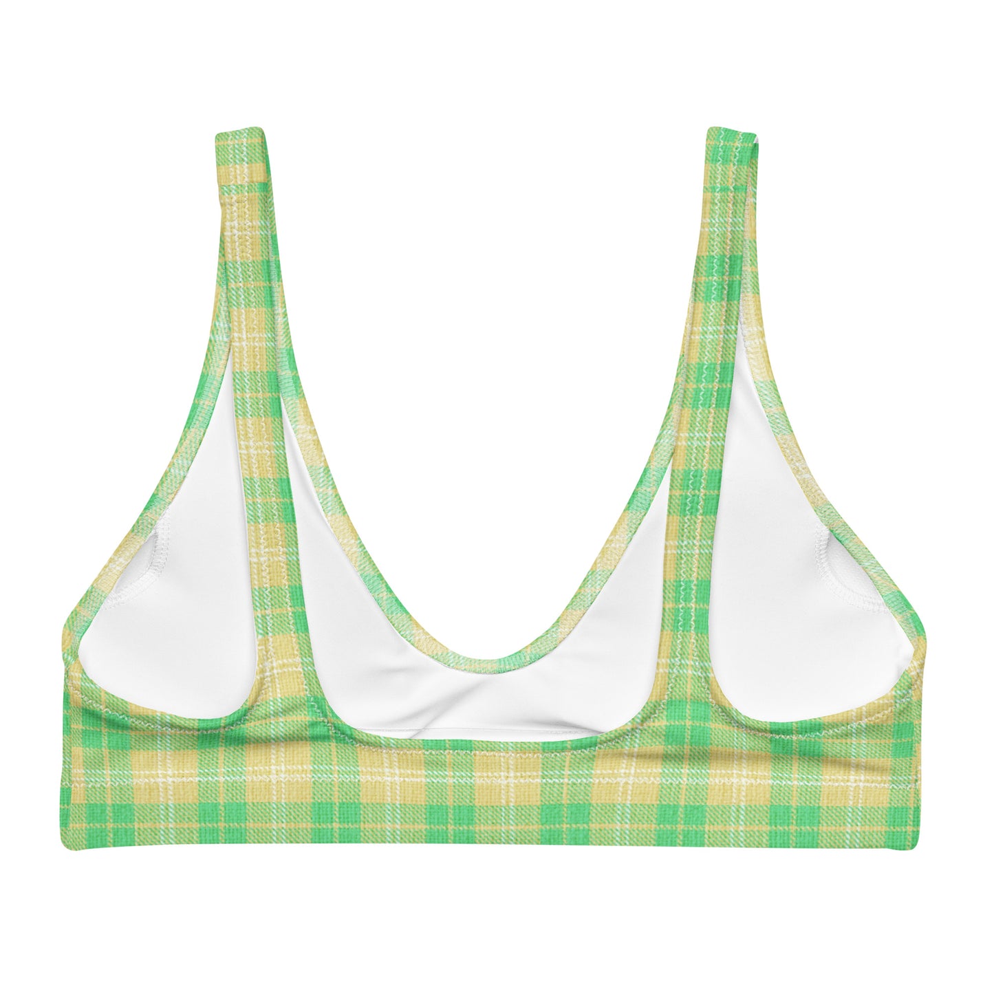 Recycled padded bikini top - Green & Yellow