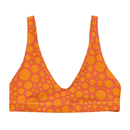 Recycled padded bikini top - Orange Dots on Pink