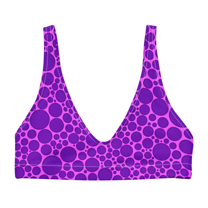 Recycled padded bikini top - Purple Dots on Pink