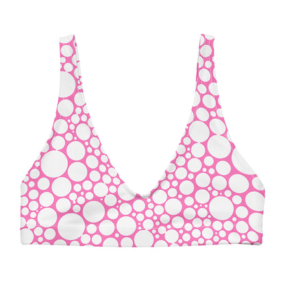 Recycled padded bikini top - White Dots on Bubblegum