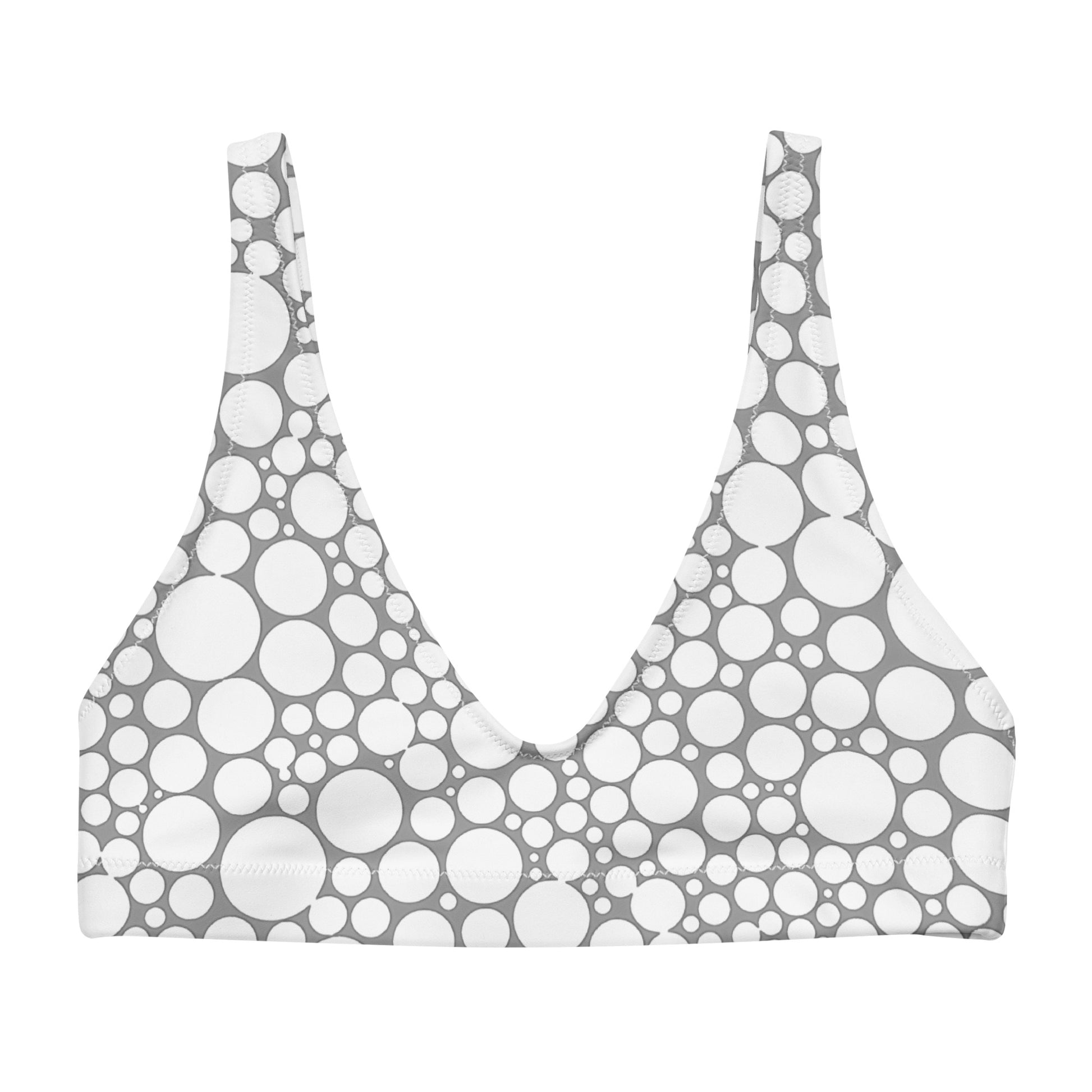 Recycled padded bikini top - White Dots on Gray