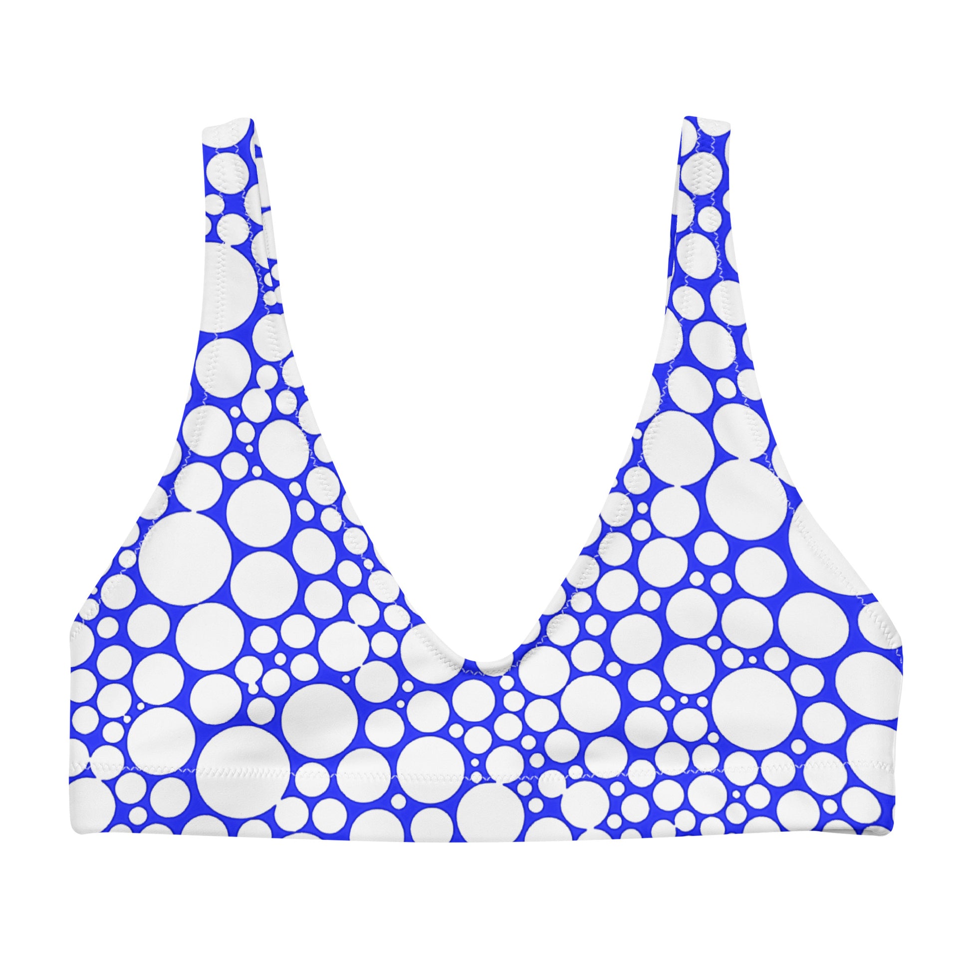 Recycled padded bikini top - White Dots on Midnight Blue