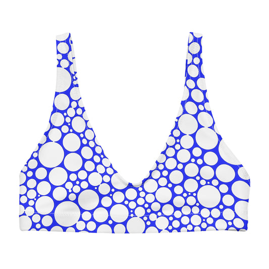 Recycled padded bikini top - White Dots on Midnight Blue