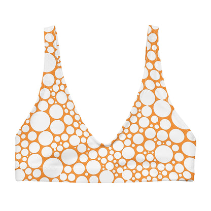 Recycled padded bikini top - White Dots on Orange