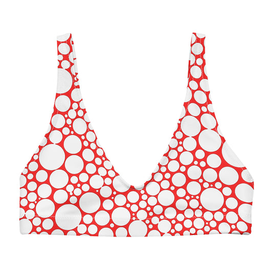 Recycled padded bikini top - White Dots on Red