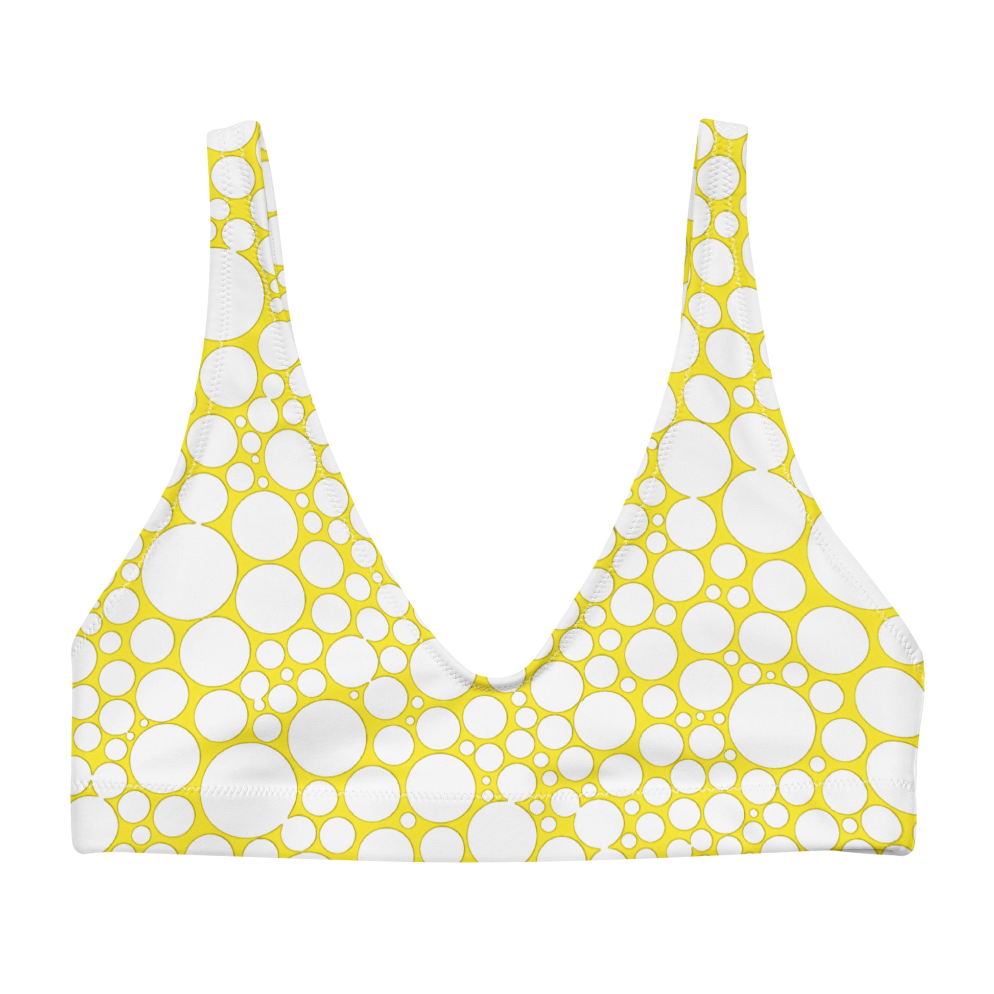 Recycled padded bikini top - White Dots on Yellow