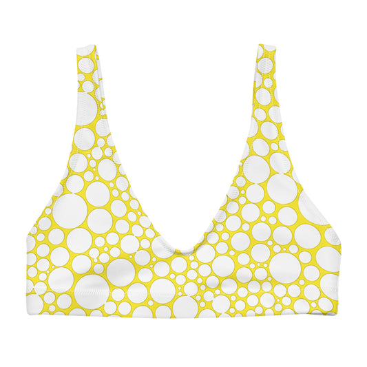 Recycled padded bikini top - White Dots on Yellow