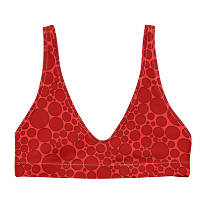 Recycled padded bikini top - Dark Red Dots on Bright Red