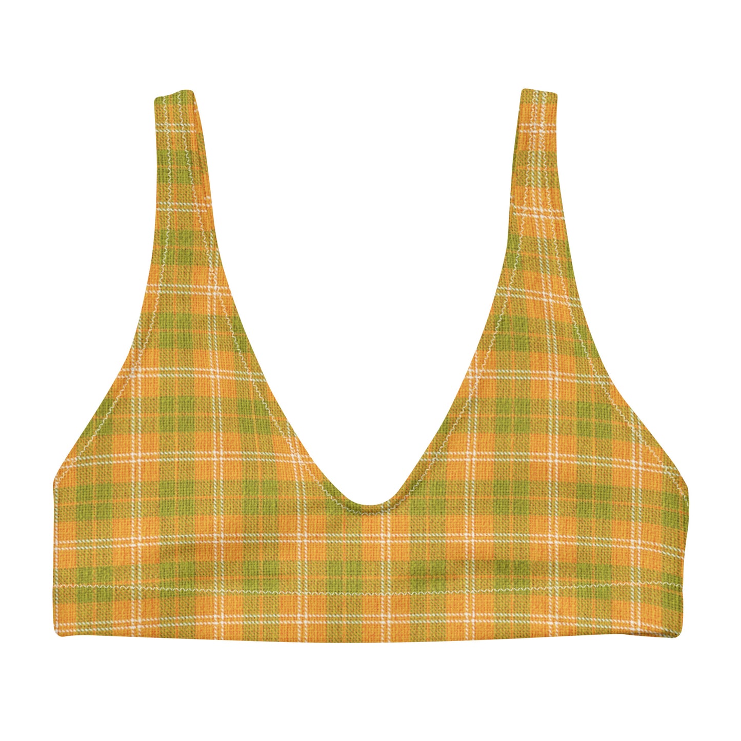 Recycled padded bikini top - Orange & Green