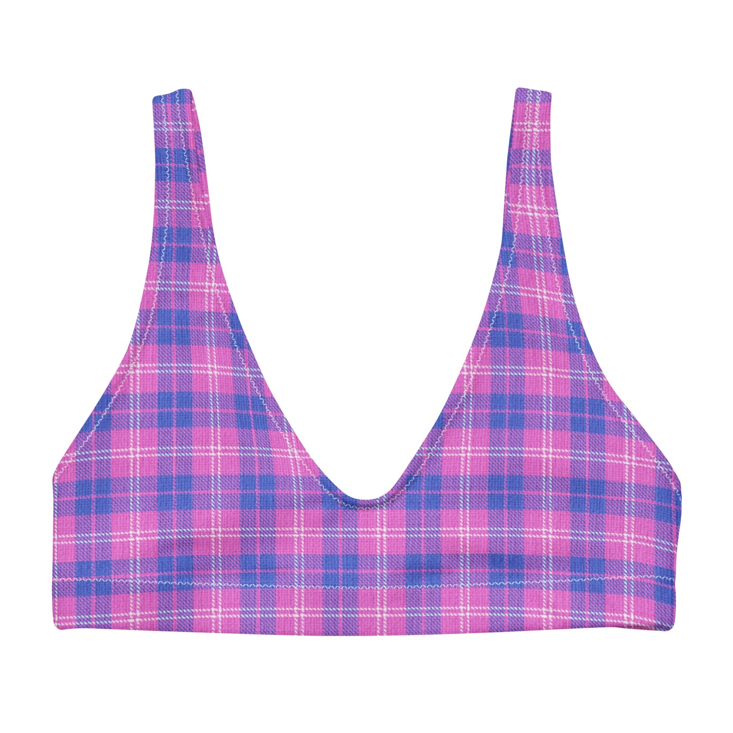 Recycled padded bikini top - Pink & Periwinkle