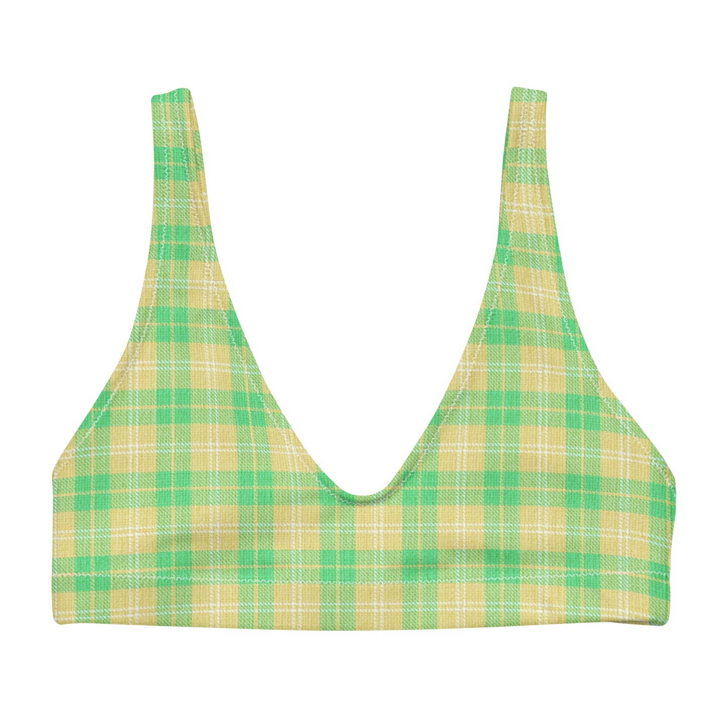 Recycled padded bikini top - Green & Yellow