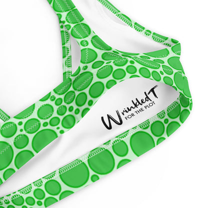 Recycled padded bikini top - Green Dots on Neon Green