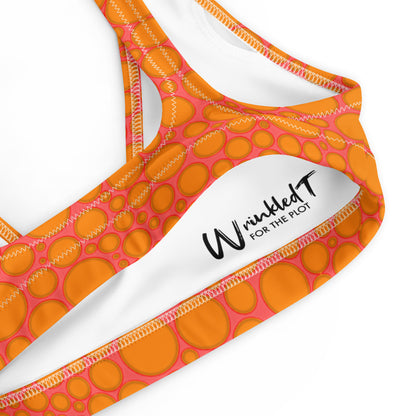 Recycled padded bikini top - Orange Dots on Pink