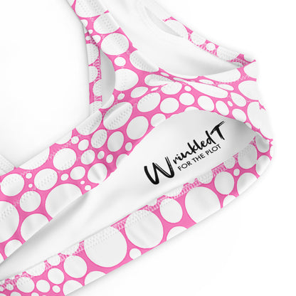 Recycled padded bikini top - White Dots on Bubblegum