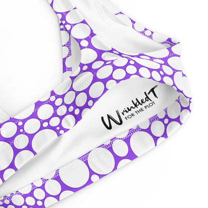 Recycled padded bikini top - White Dots on Purple