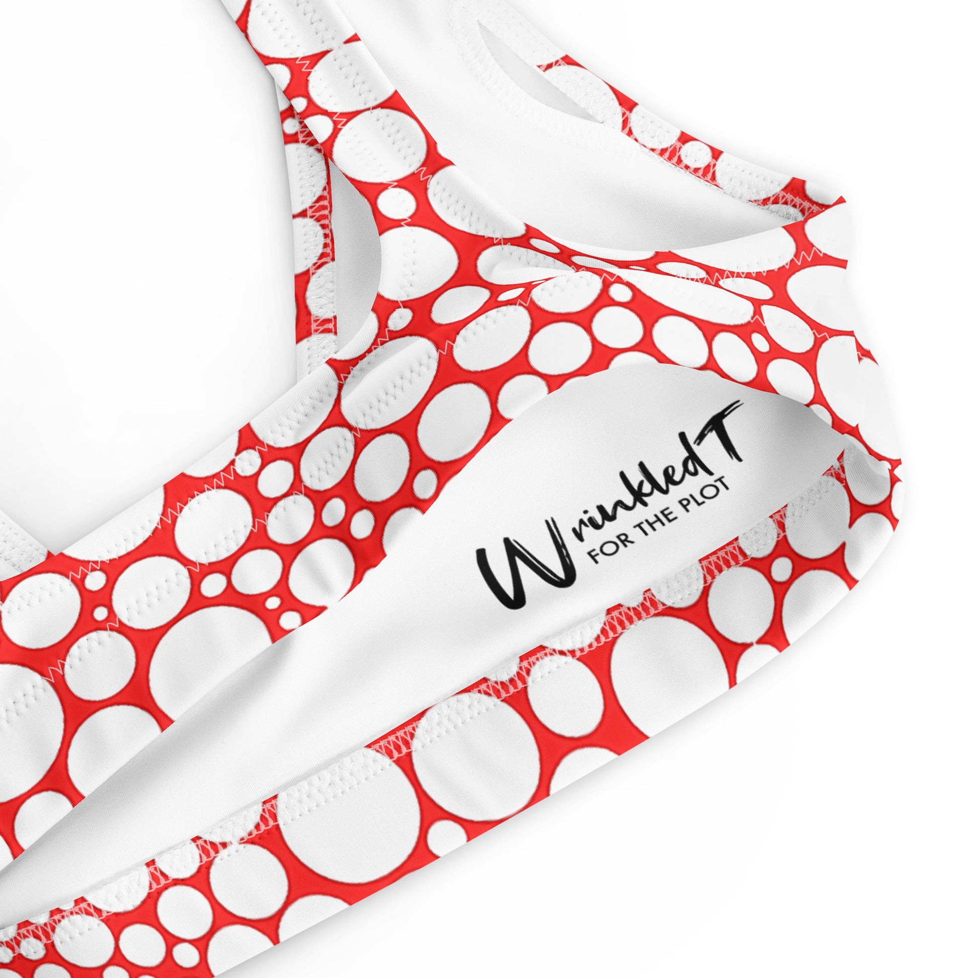 Recycled padded bikini top - White Dots on Red