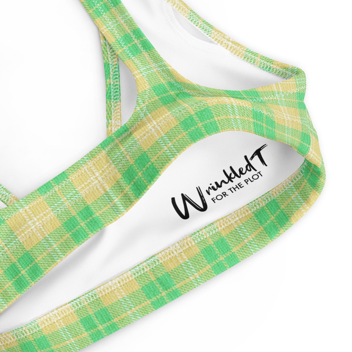 Recycled padded bikini top - Green & Yellow