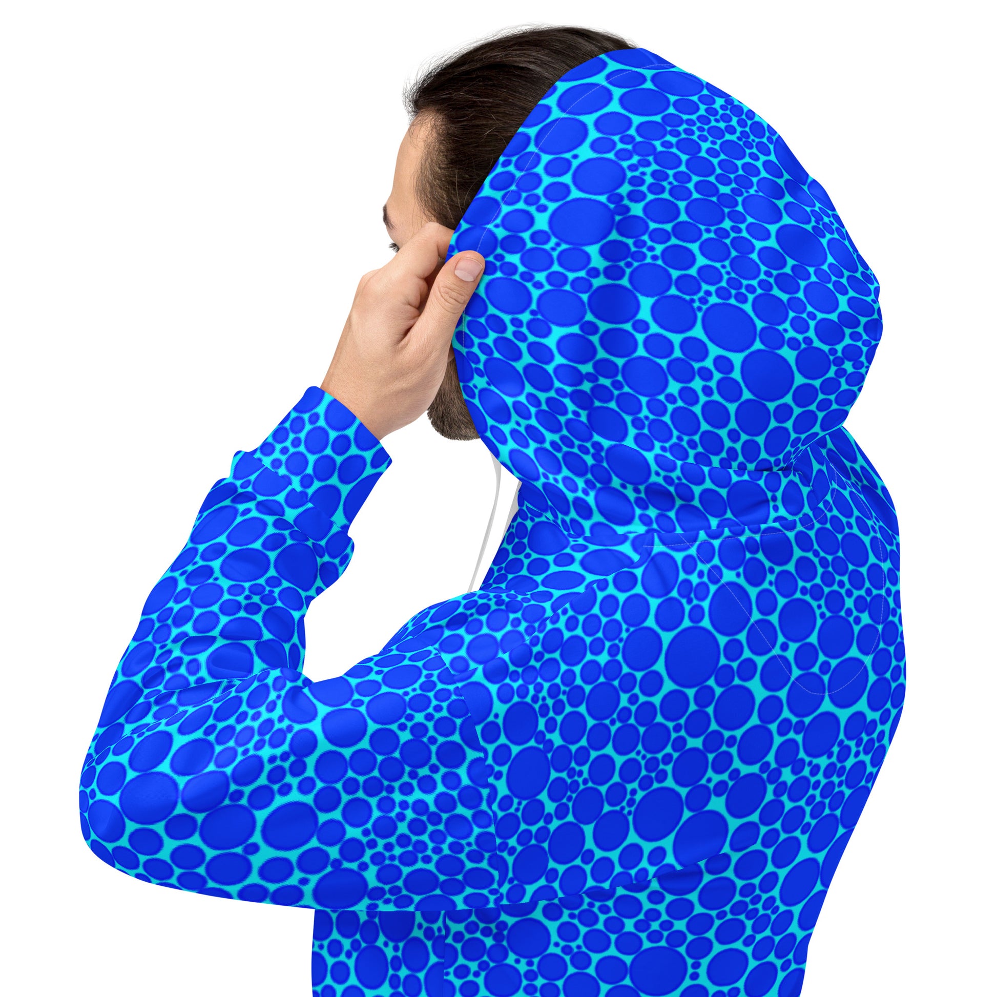 Unisex Hoodie - Blue Dots on Electric Blue