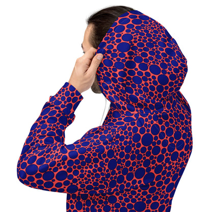 Unisex Hoodie - Navy Blue Dots on Orange