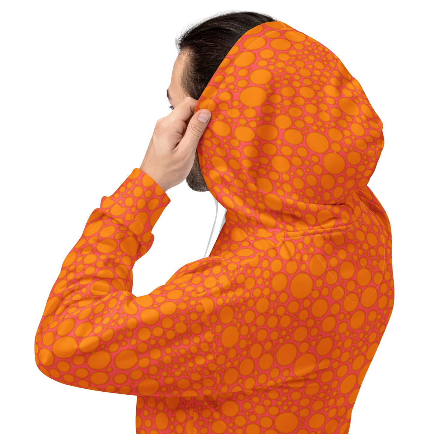 Unisex Hoodie - Orange Dots on Pink