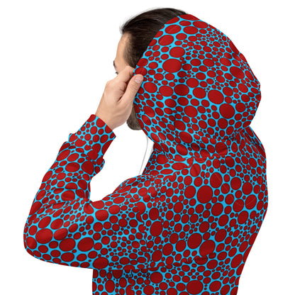 Unisex Hoodie - Red Dots on Blue