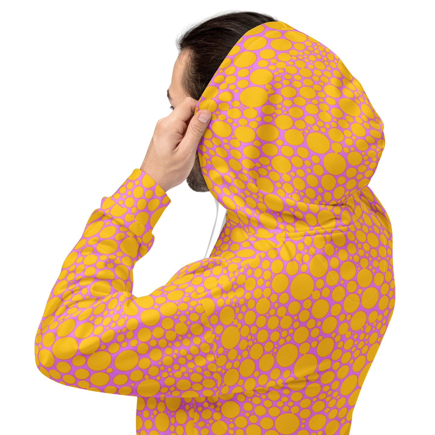 Unisex Hoodie - Golden Yellow Dots on Hot Pink