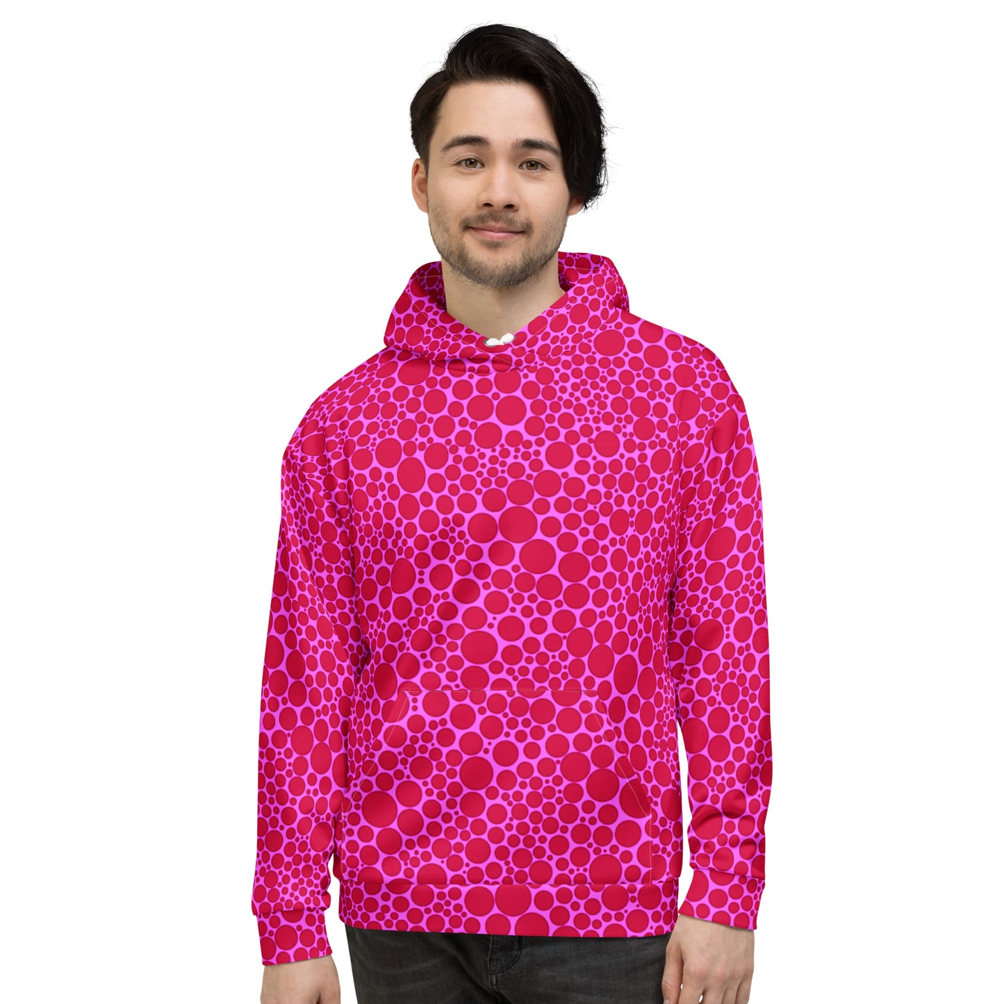 Unisex Hoodie - Red Dots on Pink