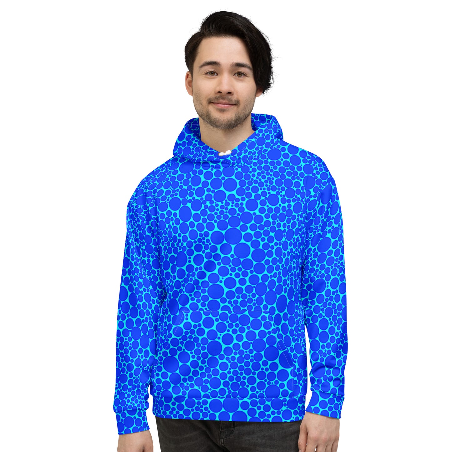 Unisex Hoodie - Blue Dots on Electric Blue