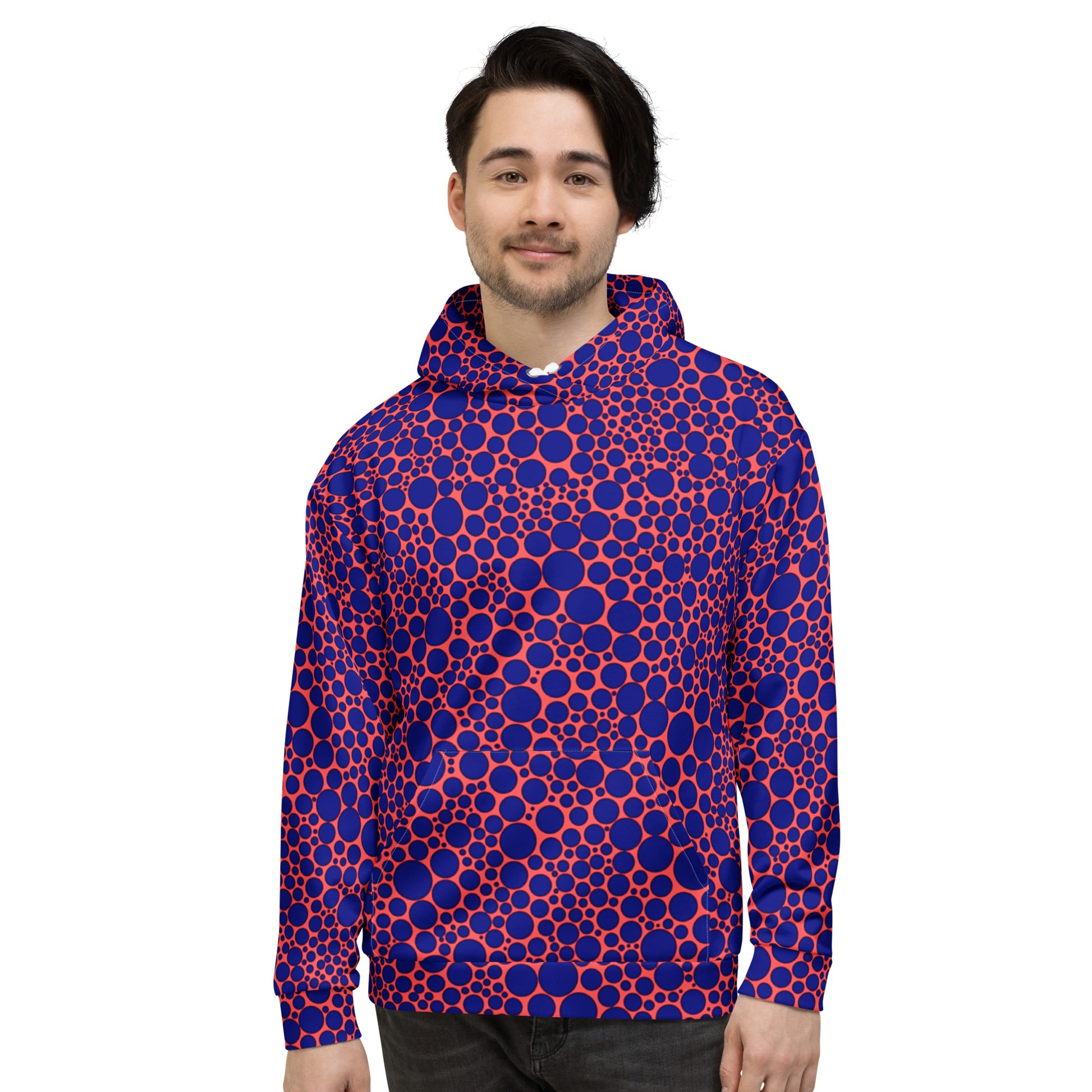 Unisex Hoodie - Navy Blue Dots on Orange