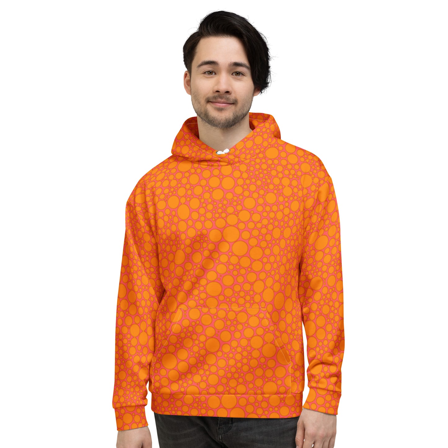 Unisex Hoodie - Orange Dots on Pink