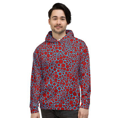 Unisex Hoodie - Red Dots on Blue