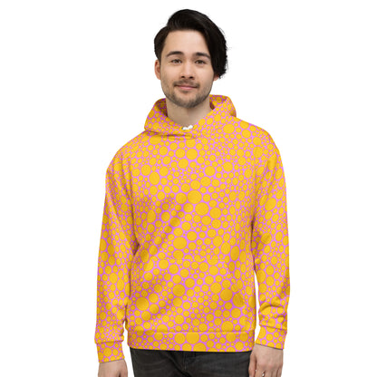 Unisex Hoodie - Golden Yellow Dots on Hot Pink