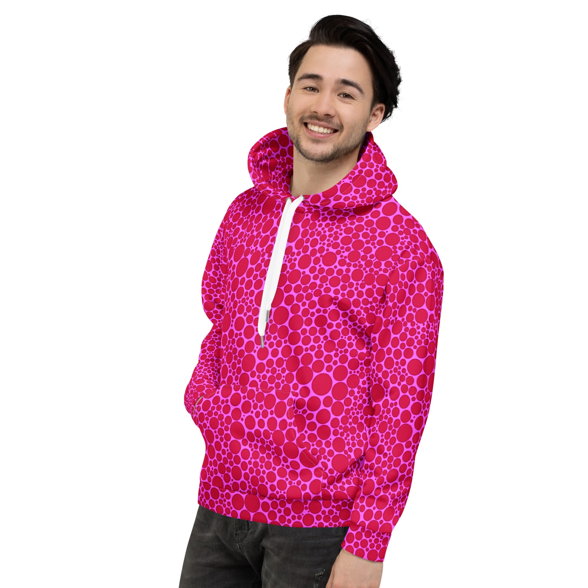 Unisex Hoodie - Red Dots on Pink