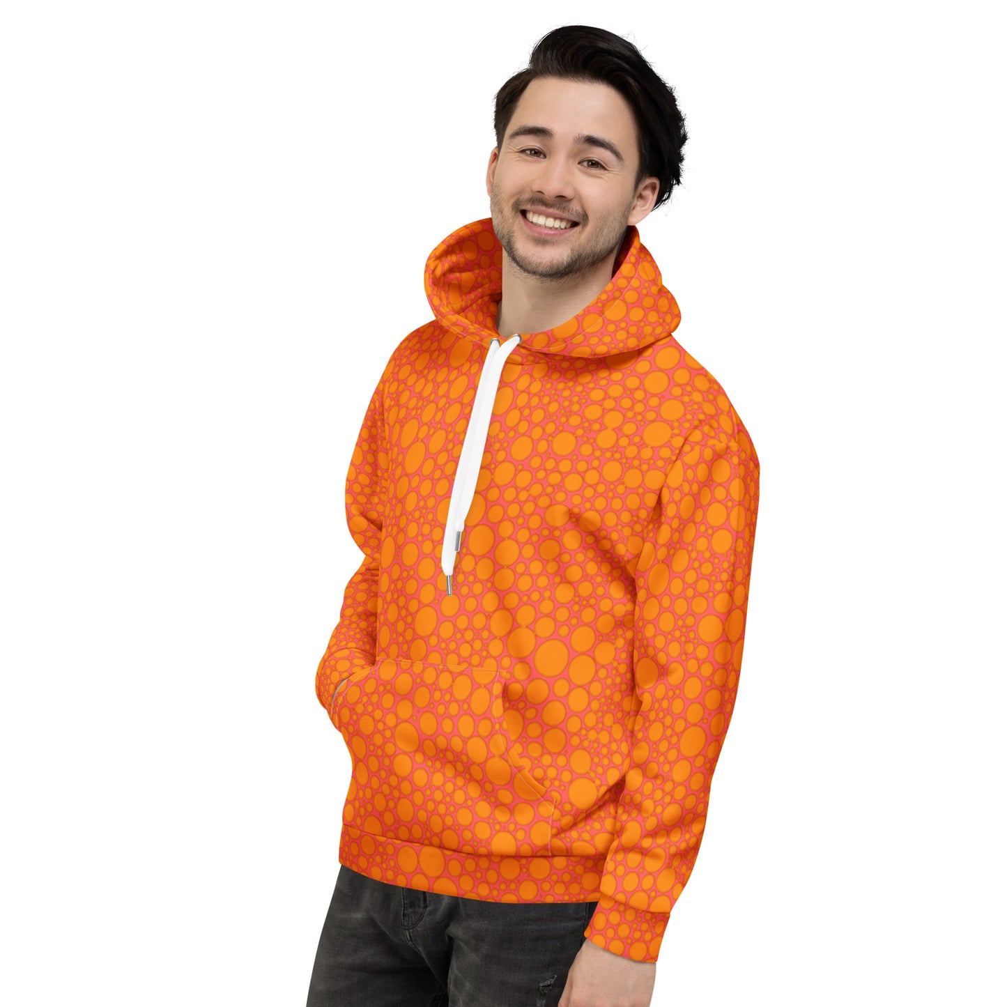 Unisex Hoodie - Orange Dots on Pink