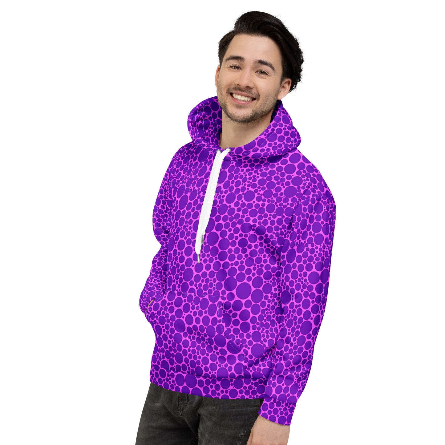 Unisex Hoodie - Purple Dots on Pink