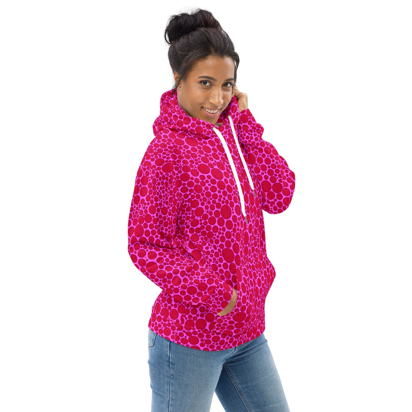 Unisex Hoodie - Red Dots on Pink