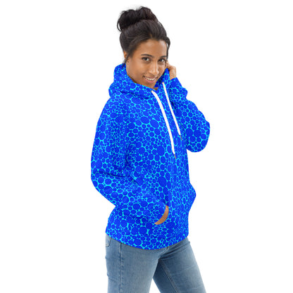 Unisex Hoodie - Blue Dots on Electric Blue